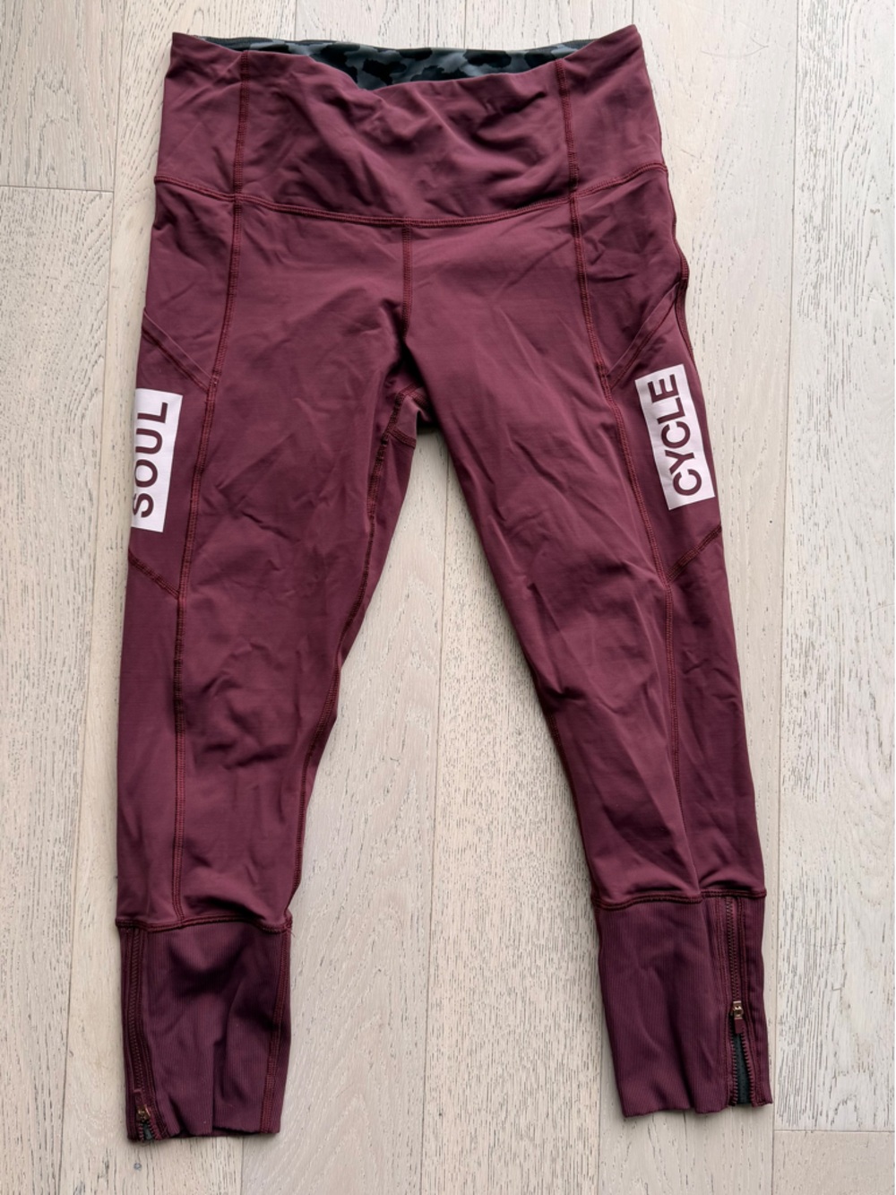lululemon athletica Burgundy Athletic Leggings with SOUL CYCLE Panels.